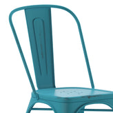 Tenley Commercial Grade Distressed Blue Metal Indoor-Outdoor Stackable Chair