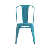 Tenley Commercial Grade Distressed Blue Metal Indoor-Outdoor Stackable Chair