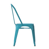 Tenley Commercial Grade Distressed Blue Metal Indoor-Outdoor Stackable Chair