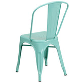 Foster Commercial Grade 31.5" Square Mint Green Metal Indoor-Outdoor Table Set with 4 Stack Chairs