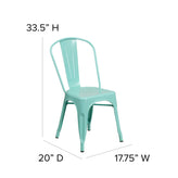 Foster Commercial Grade 31.5" Square Mint Green Metal Indoor-Outdoor Table Set with 4 Stack Chairs