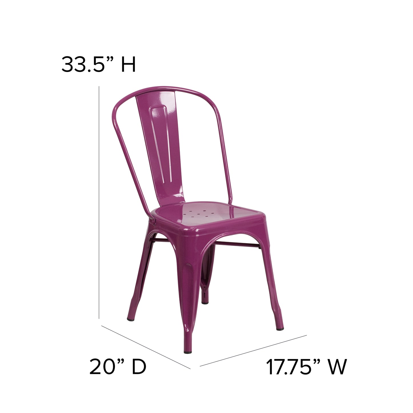 Foster Commercial Grade 31.5" Square Purple Metal Indoor-Outdoor Table Set with 4 Stack Chairs