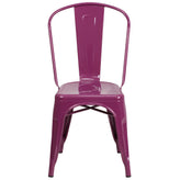 Foster Commercial Grade 31.5" Square Purple Metal Indoor-Outdoor Table Set with 4 Stack Chairs