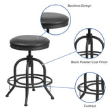 Carrington 24'' Counter Height Stool with Swivel Lift Black LeatherSoft Seat