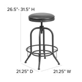 Carrington 30'' Barstool with Swivel Lift Black LeatherSoft Seat