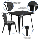 Foster Commercial Grade 31.5" Square Black Metal Indoor-Outdoor Table Set with 4 Stack Chairs