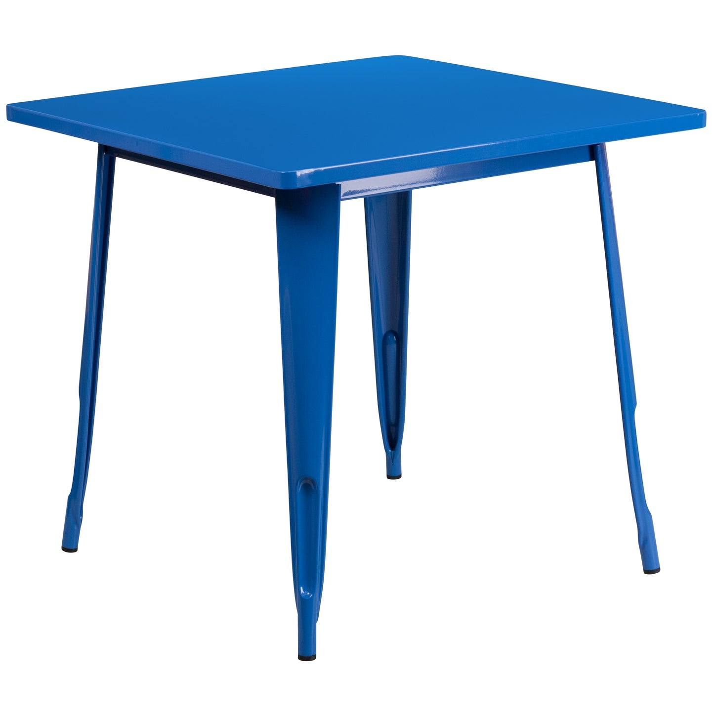 Grady Commercial Grade 31.5" Square Blue Metal Indoor-Outdoor Table Set with 4 Arm Chairs