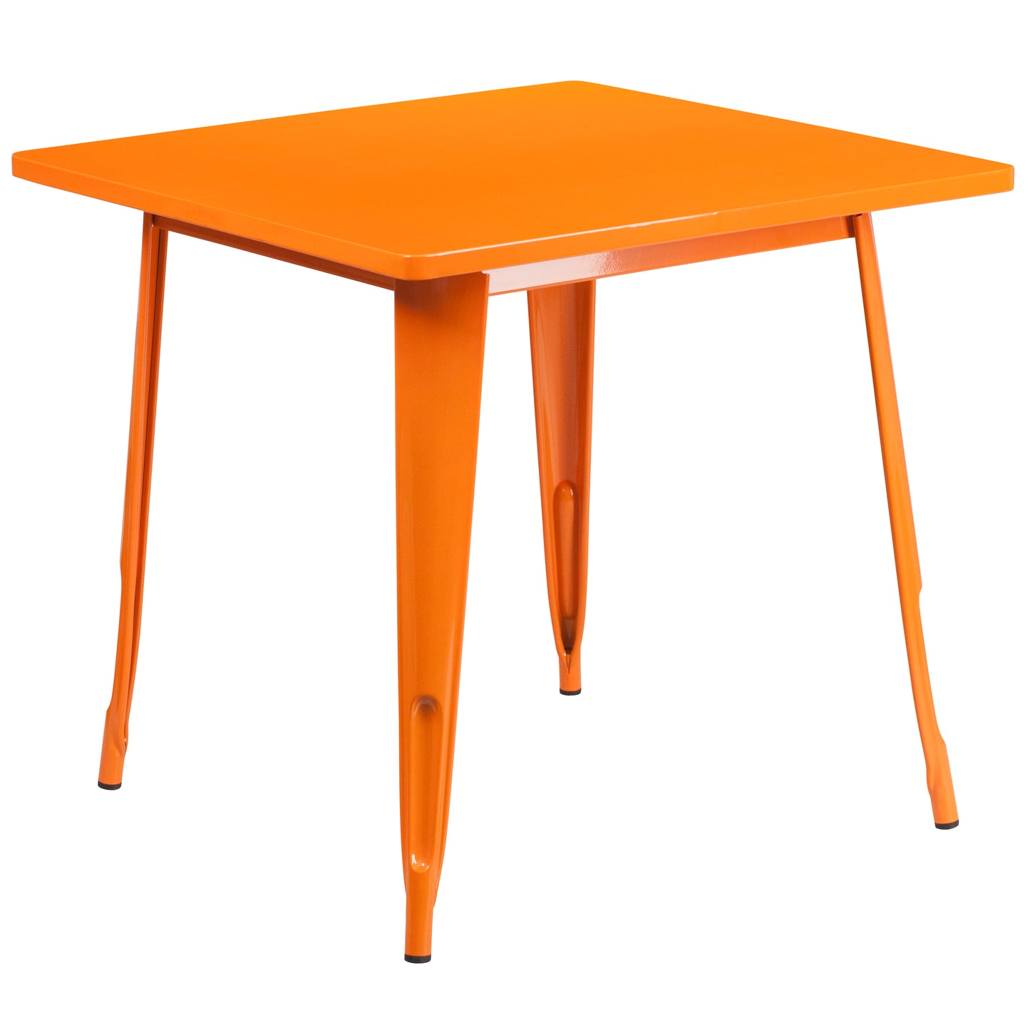 Grady Commercial Grade 31.5" Square Orange Metal Indoor-Outdoor Table Set with 4 Arm Chairs