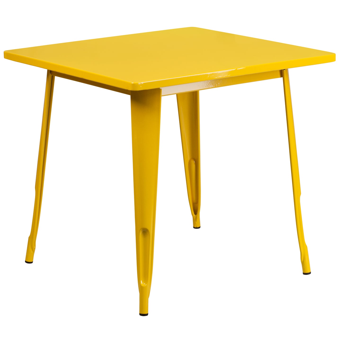 Grady Commercial Grade 31.5" Square Yellow Metal Indoor-Outdoor Table Set with 4 Arm Chairs