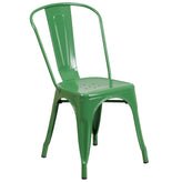 Darcy Commercial Grade 31.5" x 63" Rectangular Green Metal Indoor-Outdoor Table Set with 4 Stack Chairs