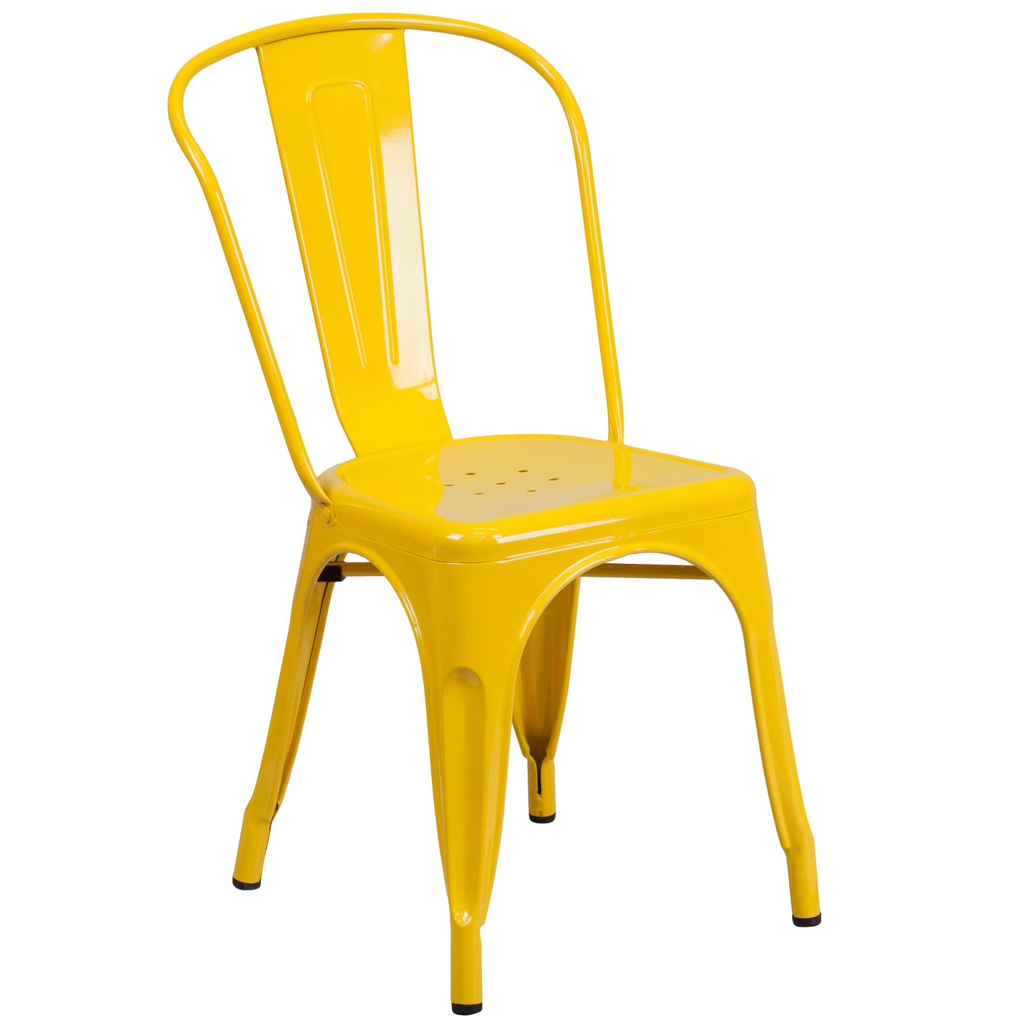 Darcy Commercial Grade 31.5" x 63" Rectangular Yellow Metal Indoor-Outdoor Table Set with 4 Stack Chairs