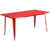Fisher Commercial Grade 31.5" x 63" Rectangular Red Metal Indoor-Outdoor Table Set with 4 Arm Chairs