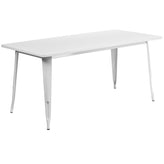 Fisher Commercial Grade 31.5" x 63" Rectangular White Metal Indoor-Outdoor Table Set with 4 Arm Chairs