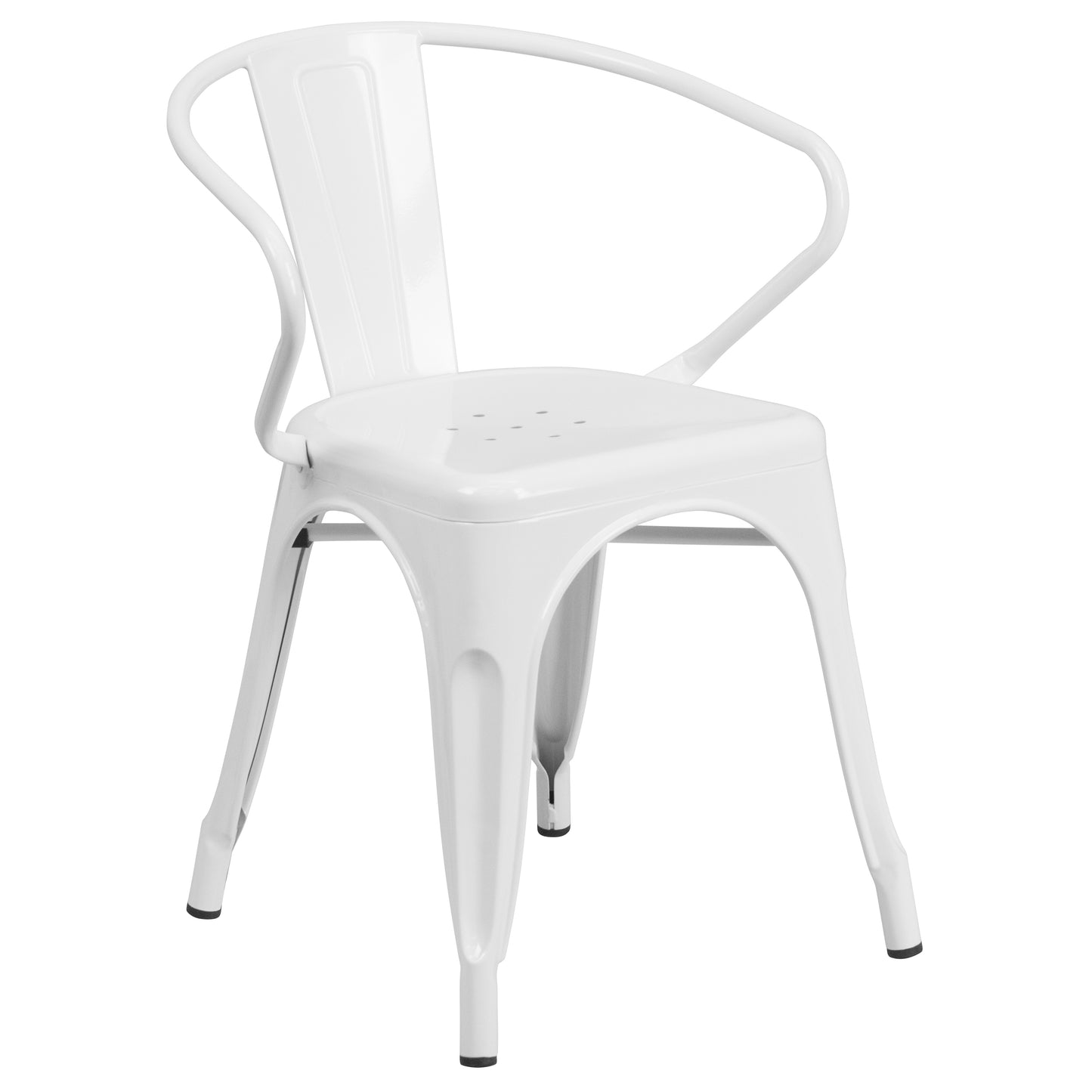 Fisher Commercial Grade 31.5" x 63" Rectangular White Metal Indoor-Outdoor Table Set with 4 Arm Chairs
