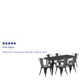 Gilbert Commercial Grade 31.5" x 63" Rectangular Black Metal Indoor-Outdoor Table Set with 6 Stack Chairs
