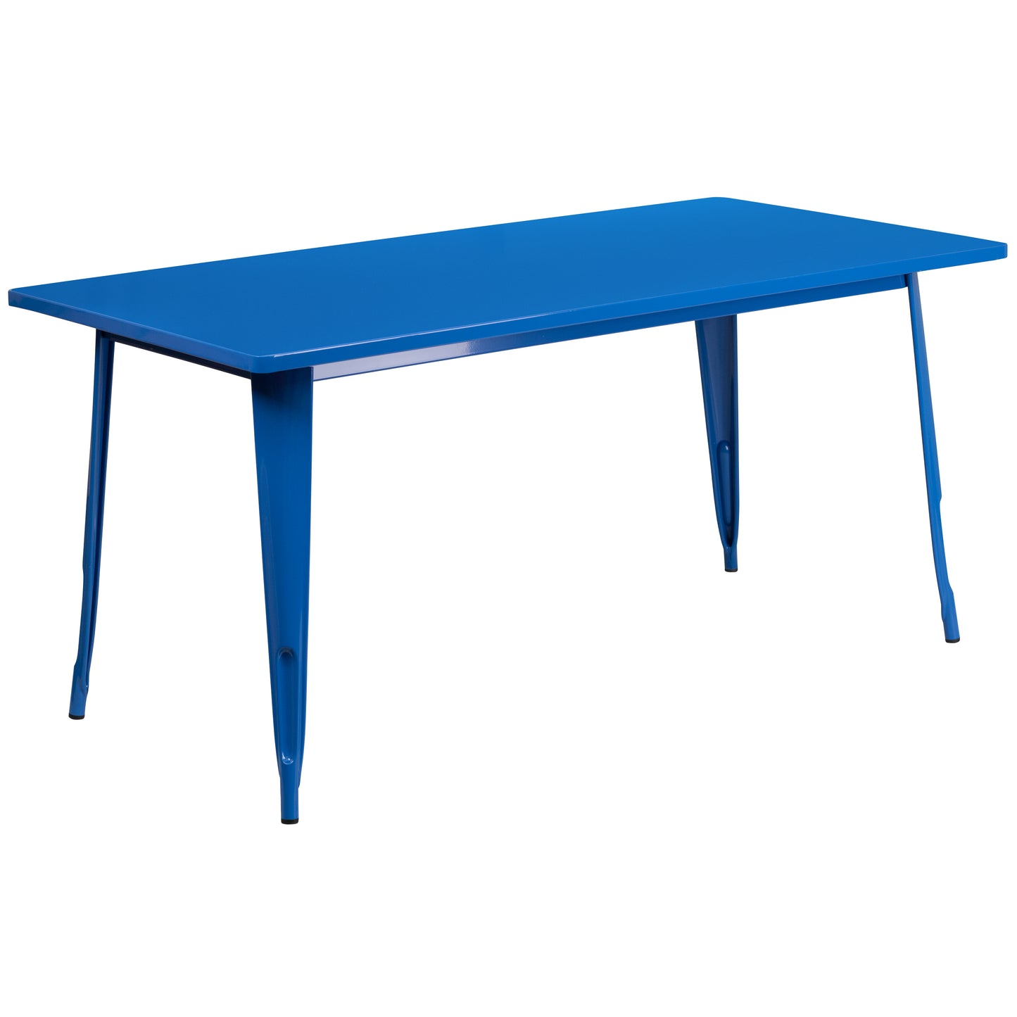 Gilbert Commercial Grade 31.5" x 63" Rectangular Blue Metal Indoor-Outdoor Table Set with 6 Stack Chairs