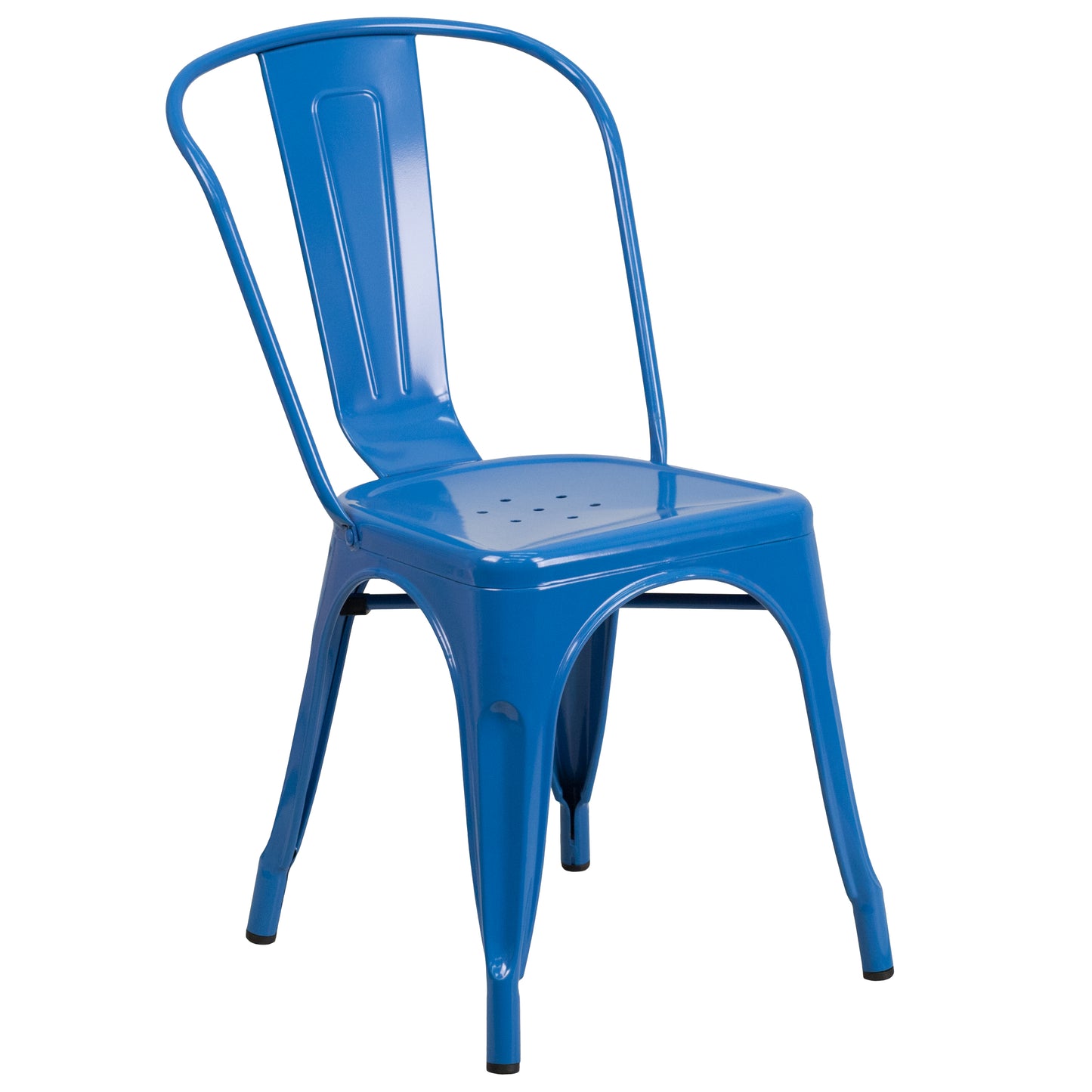 Gilbert Commercial Grade 31.5" x 63" Rectangular Blue Metal Indoor-Outdoor Table Set with 6 Stack Chairs