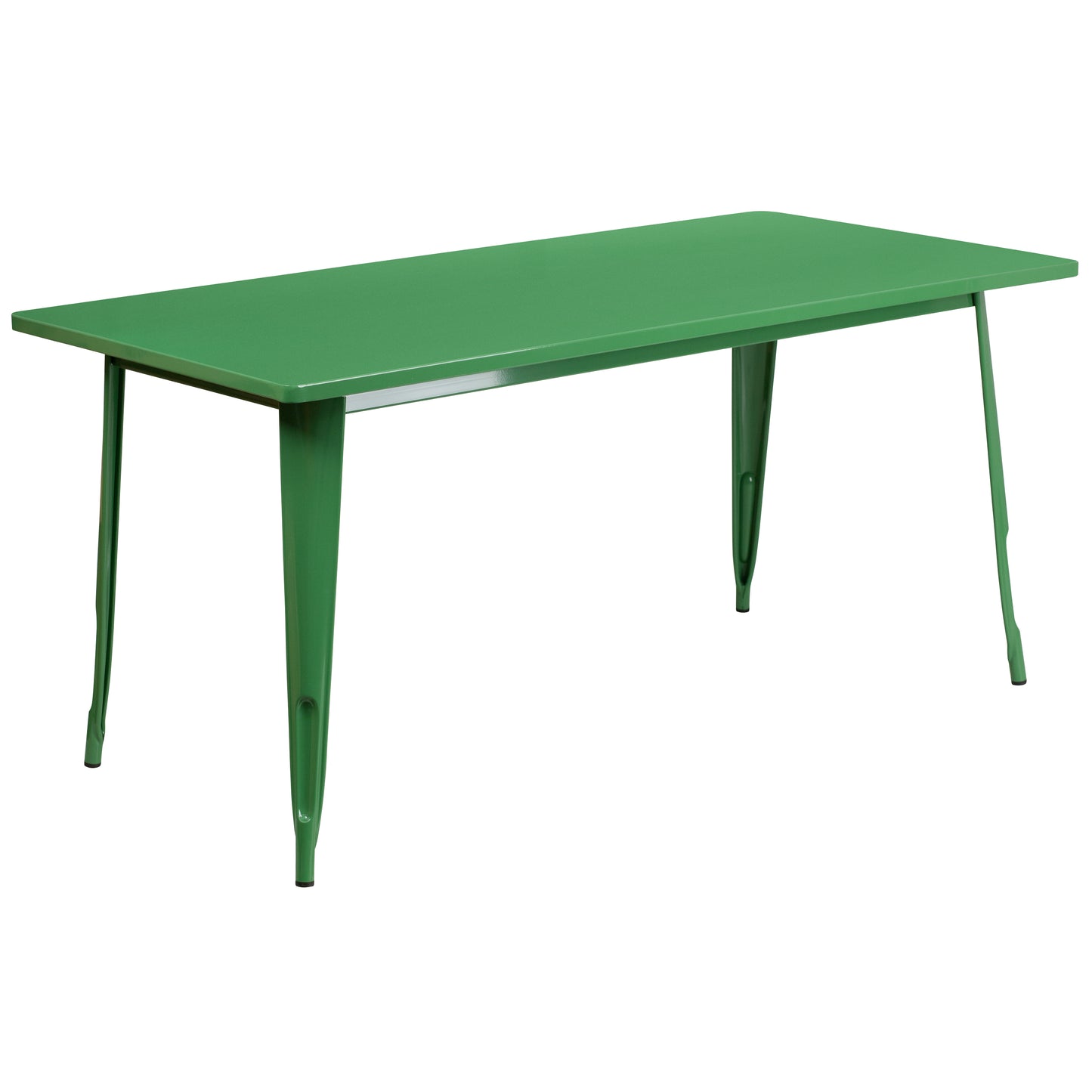 Gilbert Commercial Grade 31.5" x 63" Rectangular Green Metal Indoor-Outdoor Table Set with 6 Stack Chairs