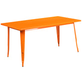 Gilbert Commercial Grade 31.5" x 63" Rectangular Orange Metal Indoor-Outdoor Table Set with 6 Stack Chairs