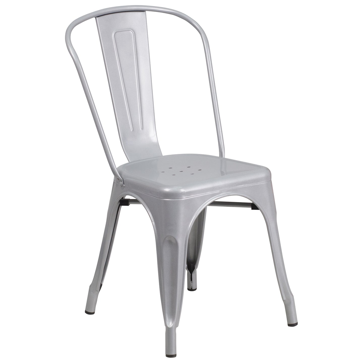 Gilbert Commercial Grade 31.5" x 63" Rectangular Silver Metal Indoor-Outdoor Table Set with 6 Stack Chairs