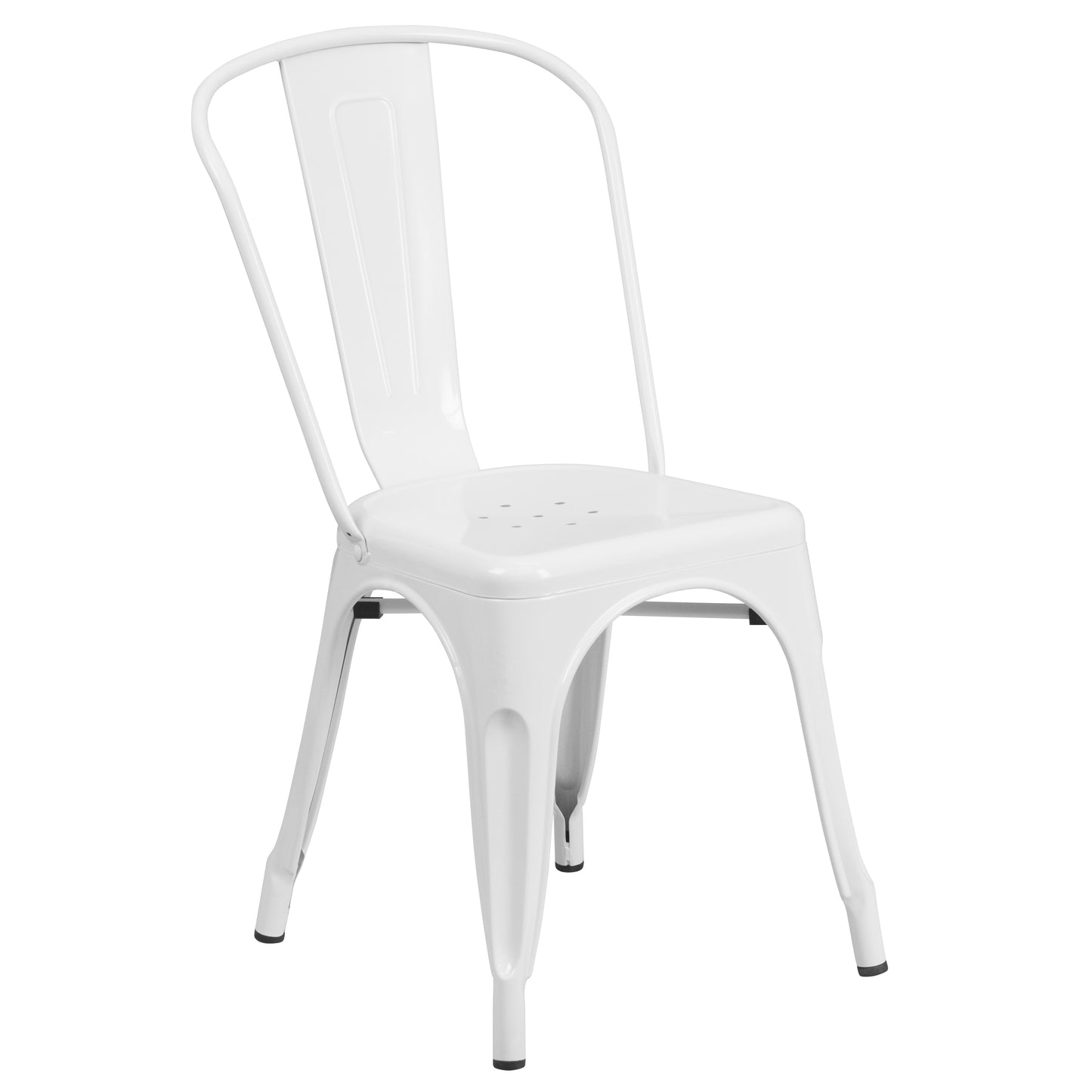 Gilbert Commercial Grade 31.5" x 63" Rectangular White Metal Indoor-Outdoor Table Set with 6 Stack Chairs