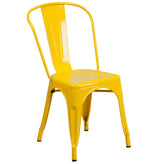 Gilbert Commercial Grade 31.5" x 63" Rectangular Yellow Metal Indoor-Outdoor Table Set with 6 Stack Chairs