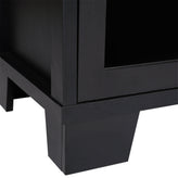Wells Black 59 Inch Modern Kitchen and Dining Room Buffet Sideboard Storage Cabinet, Engineered Wood with 3 Tempered Glass Doors and 3 Drawers