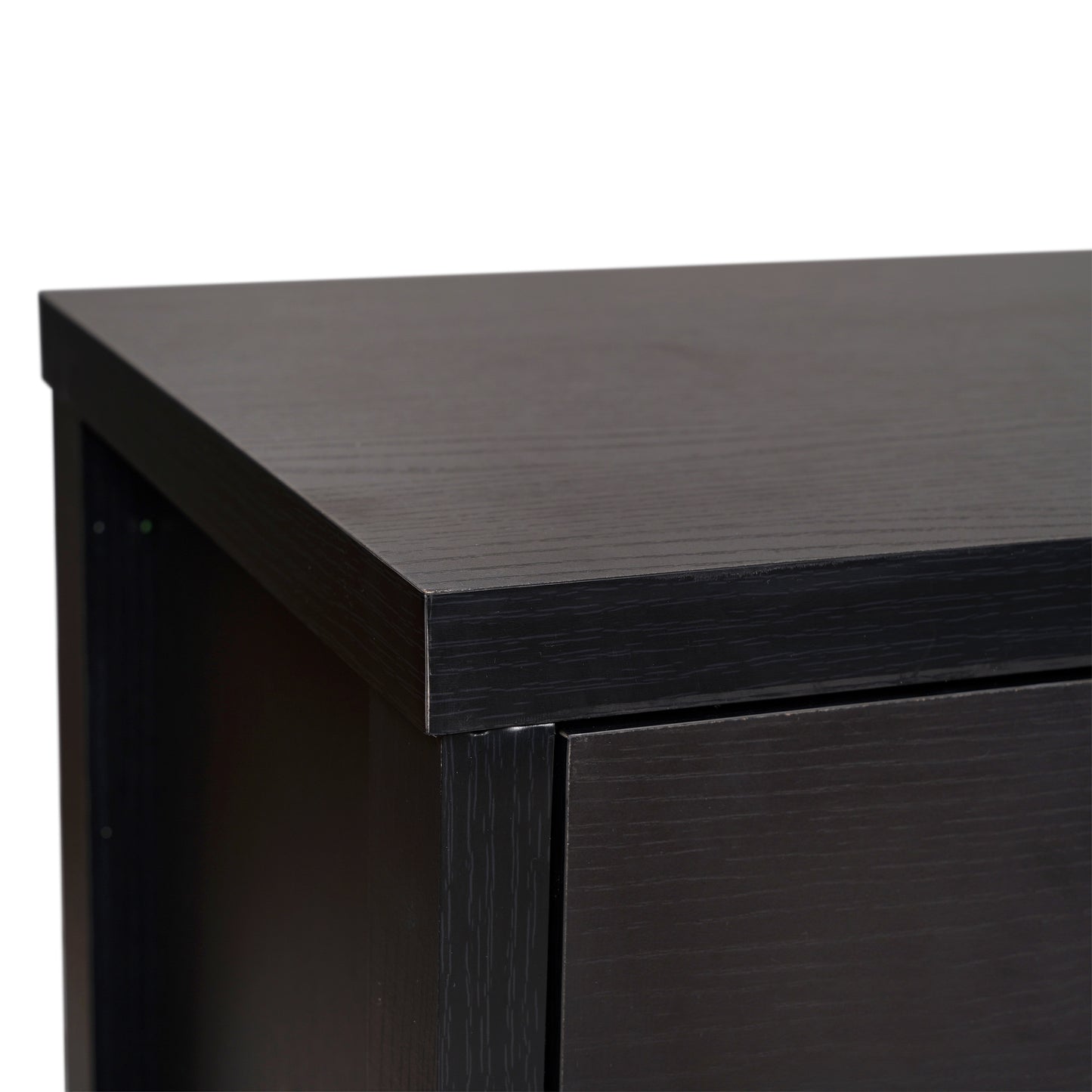 Wells Black 59 Inch Modern Kitchen and Dining Room Buffet Sideboard Storage Cabinet, Engineered Wood with 3 Tempered Glass Doors and 3 Drawers