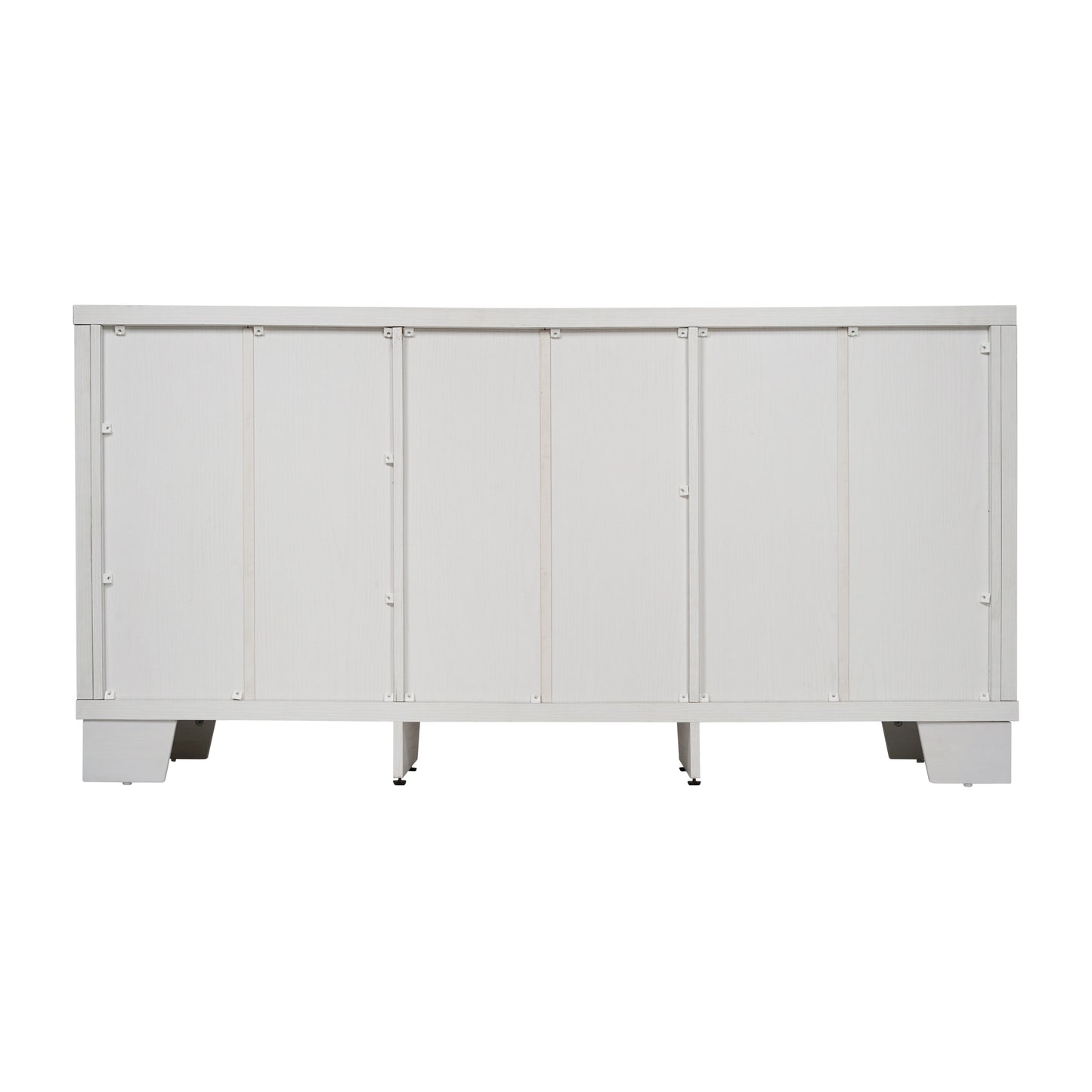 Wells White 59 Inch Modern Kitchen and Dining Room Buffet Sideboard Storage Cabinet, Engineered Wood with 3 Tempered Glass Doors and 3 Drawers