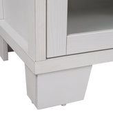 Wells White 59 Inch Modern Kitchen and Dining Room Buffet Sideboard Storage Cabinet, Engineered Wood with 3 Tempered Glass Doors and 3 Drawers