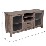 Dion Brown 59 Inch Modern Kitchen and Dining Room Buffet Sideboard Storage Cabinet, Engineered Wood with 2 Tempered Glass Doors, 2 Drawers, Open Shelf