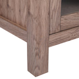Dion Brown 59 Inch Modern Kitchen and Dining Room Buffet Sideboard Storage Cabinet, Engineered Wood with 2 Tempered Glass Doors, 2 Drawers, Open Shelf