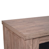 Dion Brown 59 Inch Modern Kitchen and Dining Room Buffet Sideboard Storage Cabinet, Engineered Wood with 2 Tempered Glass Doors, 2 Drawers, Open Shelf