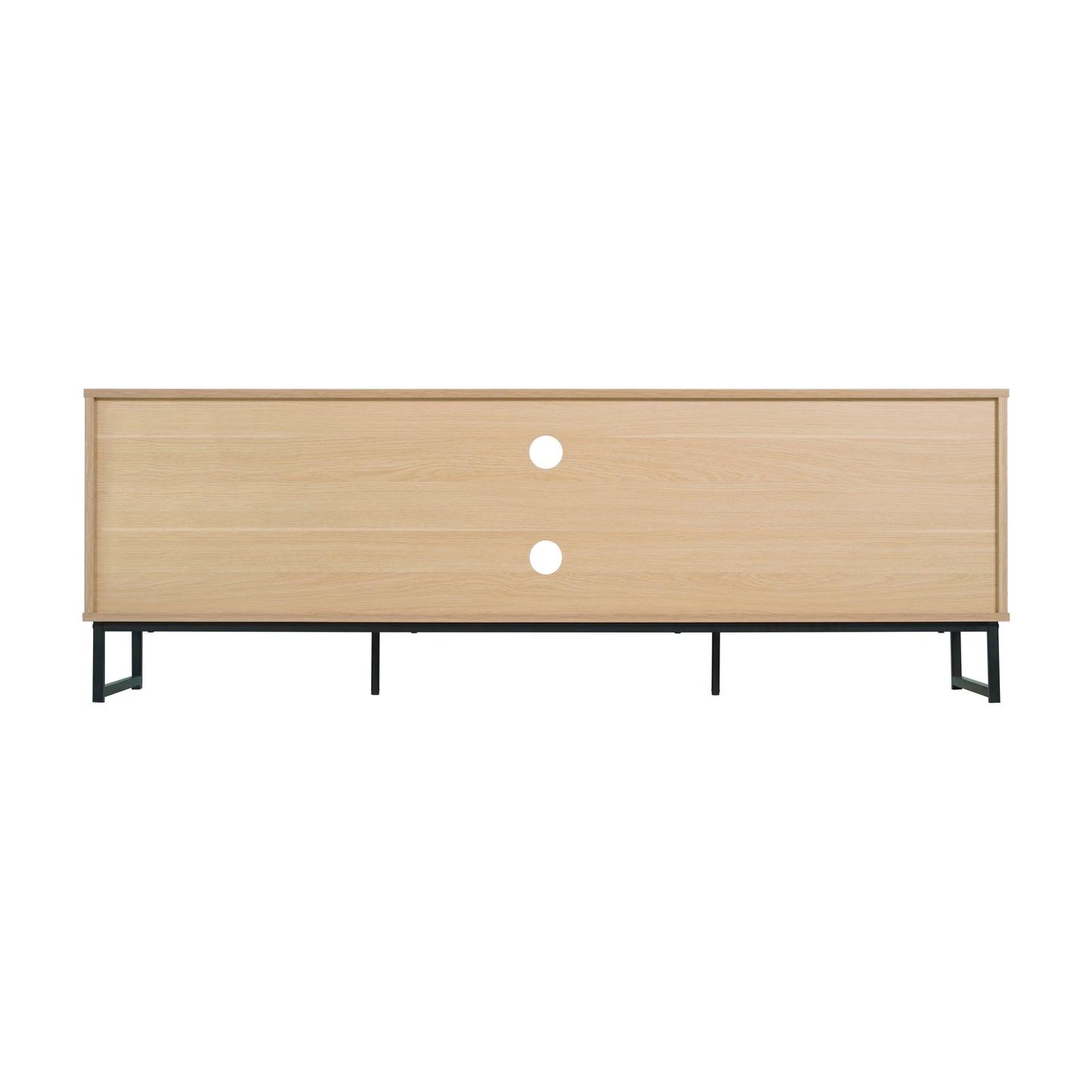 Malaki Mid-Century Modern 65 Inch TV Stand with 2 Rattan Soft Close Doors and Fixed Center Shelf, TV Stand for up to 70" TV's in Natural