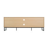 Malaki Mid-Century Modern 65 Inch TV Stand with 2 Rattan Soft Close Doors and Fixed Center Shelf, TV Stand for up to 70" TV's in Natural