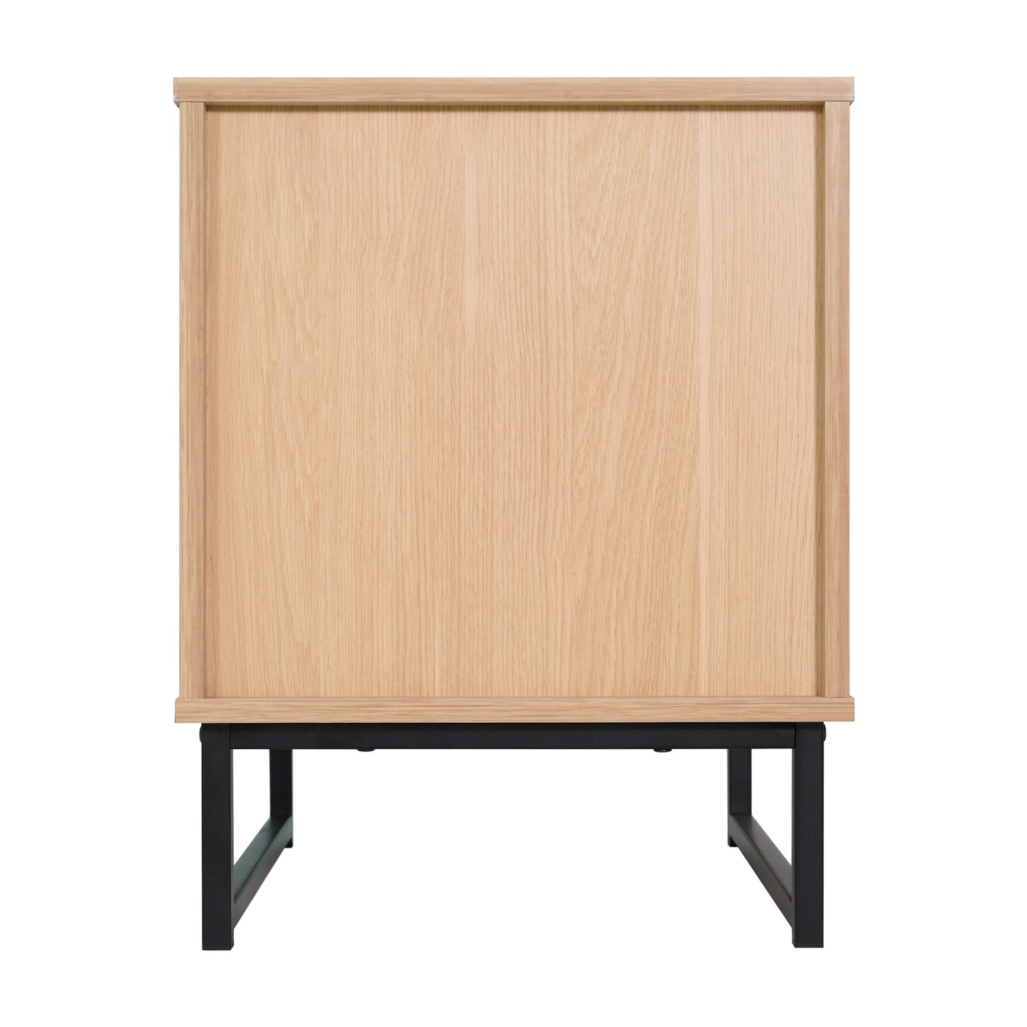 Malaki Mid-Century Modern Nightstand or End Table with Rattan Accented Drawer, Open Upper Shelf, and Metal Legs in Natural