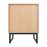 Malaki Mid-Century Modern Nightstand or End Table with Rattan Accented Drawer, Open Upper Shelf, and Metal Legs in Natural