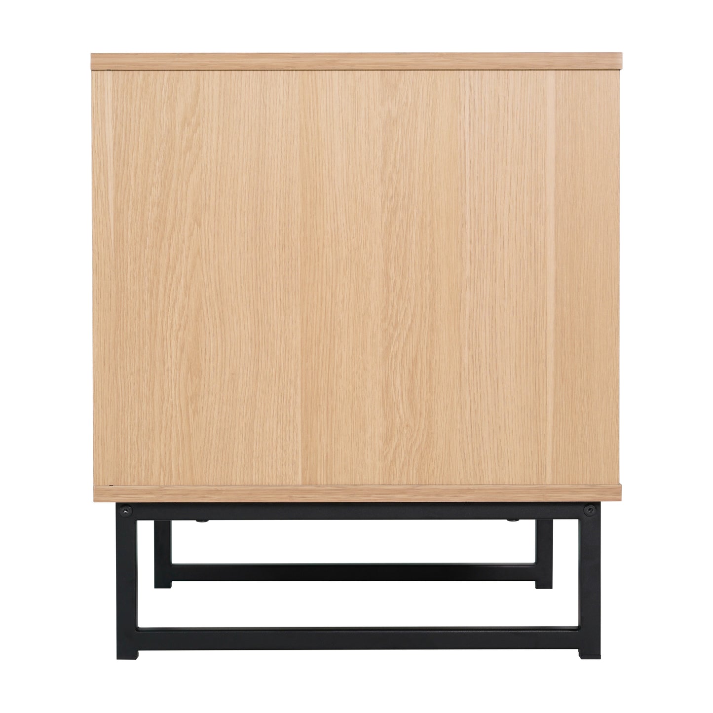 Malaki Mid-Century Modern Nightstand or End Table with Rattan Accented Drawer, Open Upper Shelf, and Metal Legs in Natural