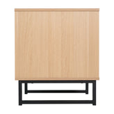 Malaki Mid-Century Modern Nightstand or End Table with Rattan Accented Drawer, Open Upper Shelf, and Metal Legs in Natural