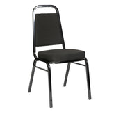 HERCULES Series Trapezoidal Back Stacking Banquet Chair with Black Fabric and 2.5'' Thick Seat - Black Frame