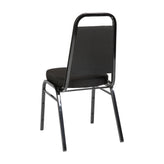 HERCULES Series Trapezoidal Back Stacking Banquet Chair with Black Fabric and 2.5'' Thick Seat - Black Frame