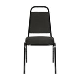 HERCULES Series Trapezoidal Back Stacking Banquet Chair with Black Fabric and 2.5'' Thick Seat - Black Frame