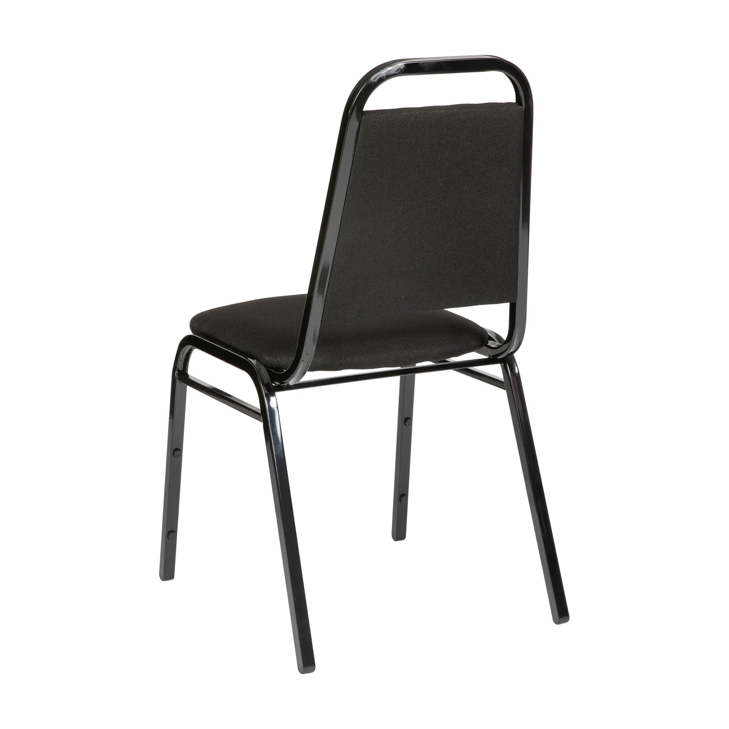 HERCULES Series Trapezoidal Back Stacking Banquet Chair in Black Fabric - Black Frame