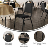 HERCULES Series Trapezoidal Back Stacking Banquet Chair in Black Fabric - Black Frame