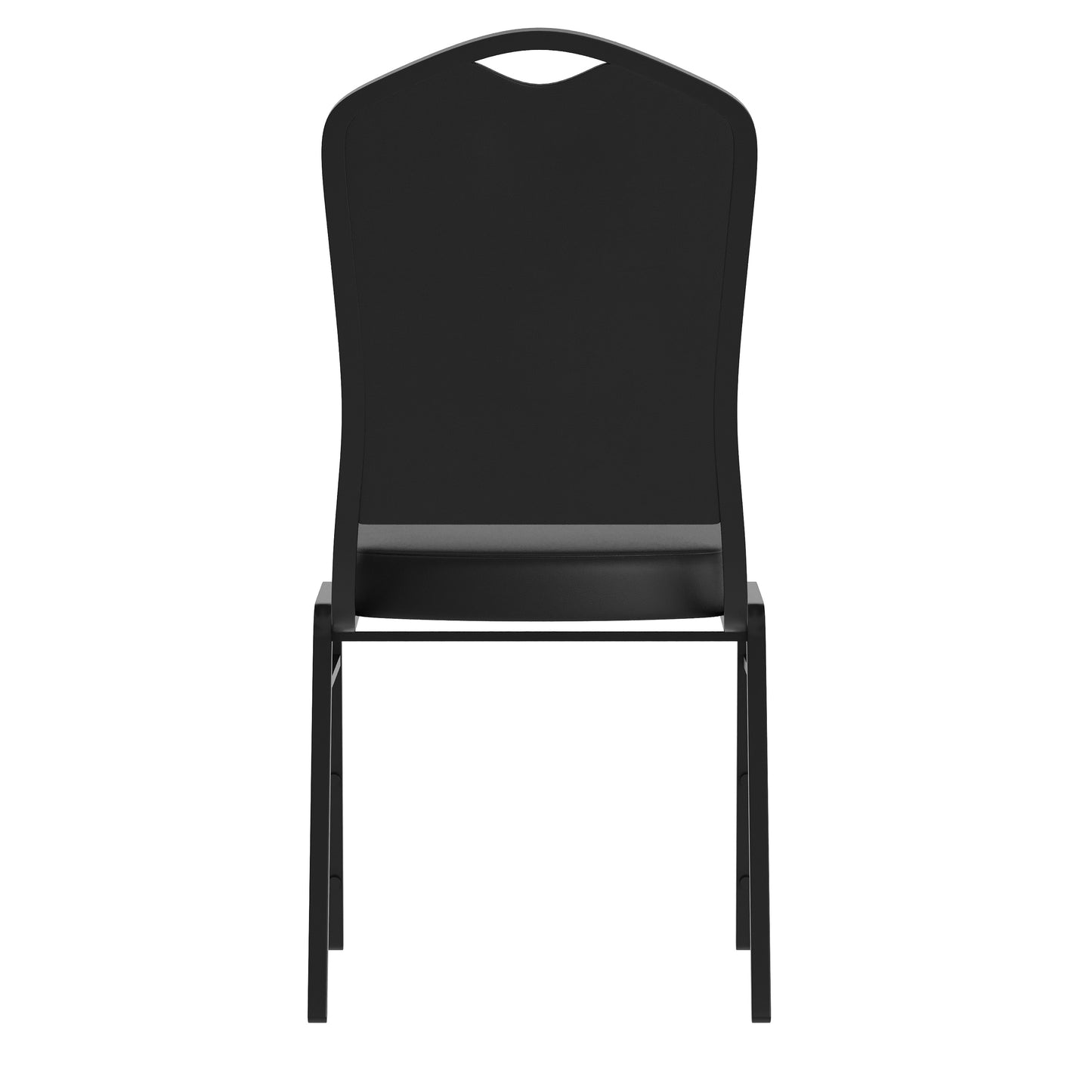 HERCULES Series Crown Back Stacking Banquet Chair in Black Vinyl - Black Frame