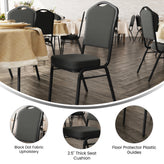 HERCULES Series Crown Back Stacking Banquet Chair in Black Dot Patterned Fabric - Black Frame