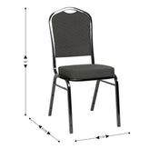 HERCULES Series Crown Back Stacking Banquet Chair in Black Dot Patterned Fabric - Black Frame