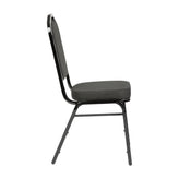 HERCULES Series Crown Back Stacking Banquet Chair in Black Dot Patterned Fabric - Black Frame