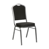 HERCULES Series Crown Back Stacking Banquet Chair in Black Fabric - Silver Vein Frame