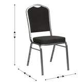 HERCULES Series Crown Back Stacking Banquet Chair in Black Fabric - Silver Vein Frame